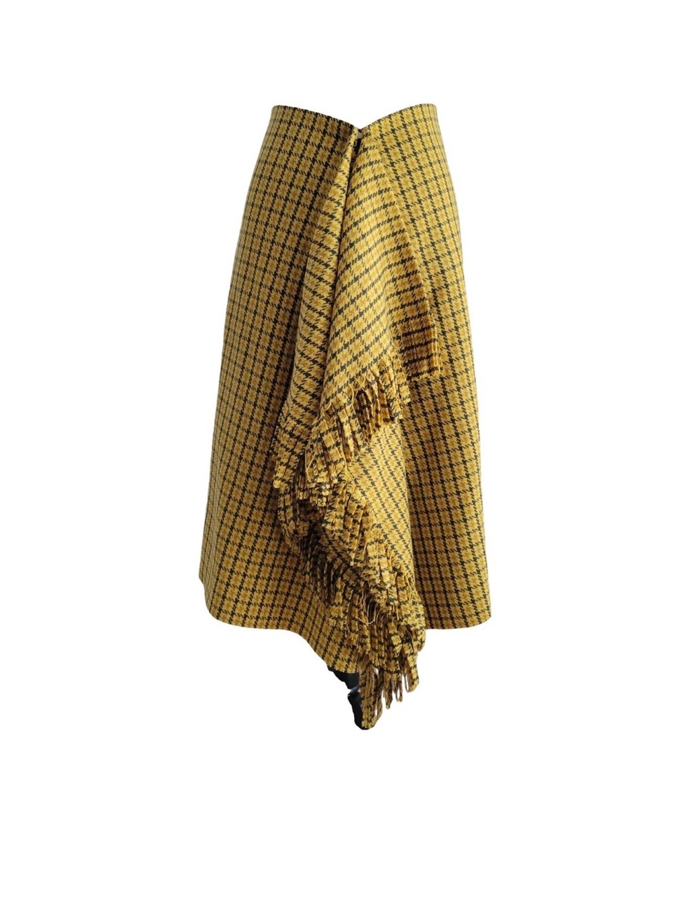 Yellow Plaid Fringe A-Line Skirt